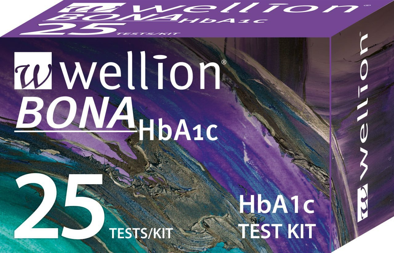 Тест смужки для глікованого гемоглобіну Wellion BONA (HbA1c), 25 од.